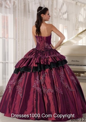 2014 Pretty Puffy Strapless Beading Quinceanera Dresses with Appliques