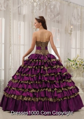 2014 Pretty Purple Ball Gown Sweetheart Quinceanera Dresses with Ruffled Layers