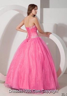 Beautiful Sweetheart Organza Quinceneara Dresses with Appliques and Beading