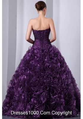 Eggplant Purple Princess Strapless Beading Quinceanea Dresses for 2014 Spring