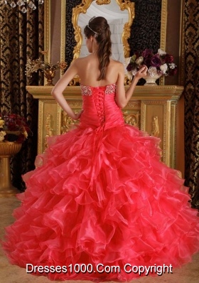 Exclusive Puffy Sweetheart Beading for 2014 Quinceanera Dress with Ruffles