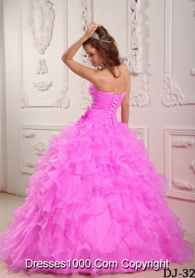 Romantic Sweetheart Rose Pink Sweet Sixteen Quinceanera Dresses with Beading