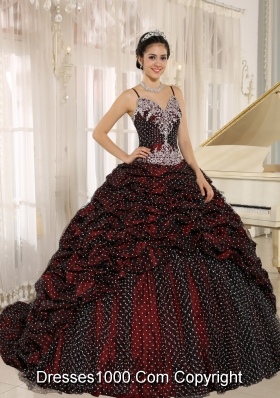 Spagetti Straps Quinceanera Dresses with Appliques and Pick-ups