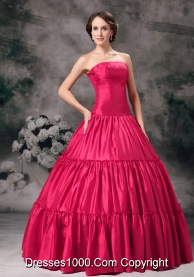 2014 Classical Quinceanera Dress in Red Ball Gown Strapless with Ruching