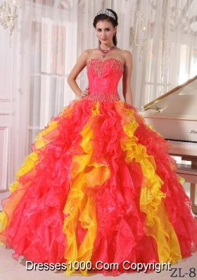 2014 Puffy Sweetheart Pleats and Sequins Quinceanera Dresses