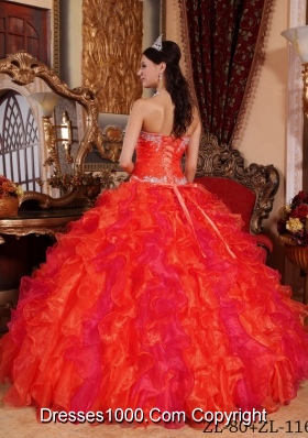 2014 Romantic Puffy Sweetheart Appliques and Beading Quinceanera Dresses