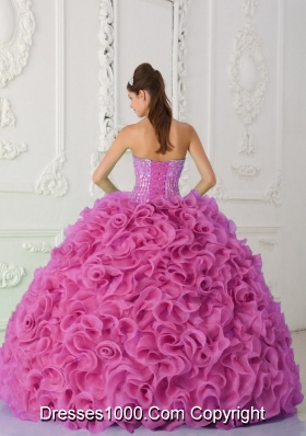 Ball Gown Strapless Organza Quinceanera Gowns with Ruffles and Beading