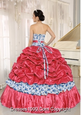 Beaded and Pick-ups For Red 2014 New Style Quinceanera Dress