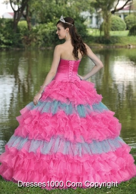 Beaded Decorate Bust Organza Strapless New Style Sweet 16 Dresses with Tiers