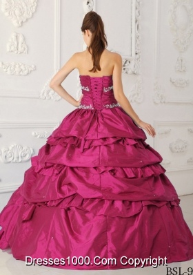 Classical Princess Sweetheart Pick-ups and Appliques 2014 Quinceanera Dresses