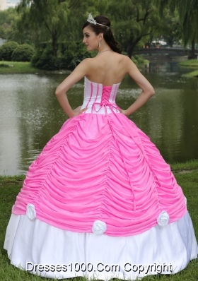 Custom Made Rose Pink Quinceanera Gowns with Strapless   Pick-ups