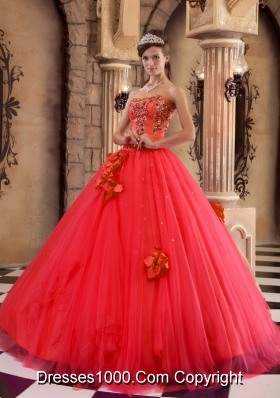 Elegant Red Princess Strapless 2014 Beading Quinceanera Dresses