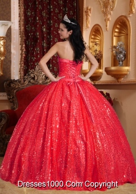 Gorgeous Red Puffy Sweetheart 2014 Long Quinceanera Dresses with Beading