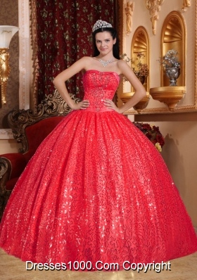 Gorgeous Red Puffy Sweetheart 2014 Long Quinceanera Dresses with Beading