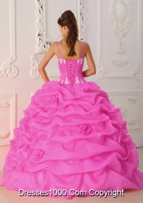 New Style Straps Organza Appliques and Pick-ups Dresses For a Quinceanera