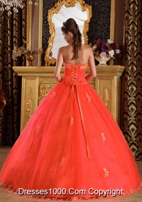 Perfect Puffy Halter Lace Appliques 2014 Red Quinceanera Dresses