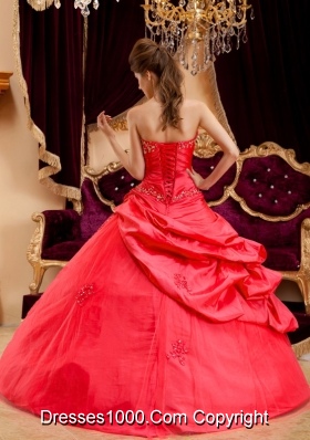 Princess Puffy Strapless 2014 Appliques Quinceanera Dresses with Pick-ups