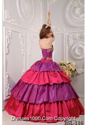 Puffy Strapless Ruffled Layers and Bowknot for 2014 Quinceanera Dresses