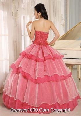 Red Sweetheart Ruching and Ruffled Layeres Quinceanera Dress In 2014