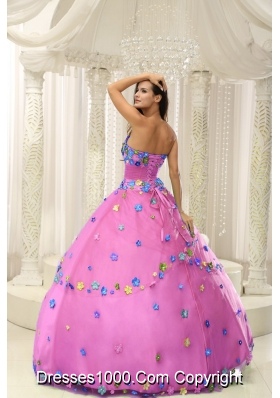 Rose Pink Princess Appliques 2013 Quninceaera Gowns For Custom Made