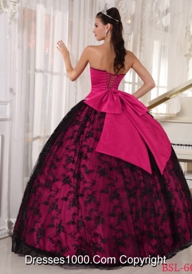 2014 New Style Sweetheart Ball Gown Lace Pink and Black Quinceanera Dresses