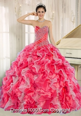 2014 Pretty Quinceanera Dresses with Sweetheart Beading and Ruffles