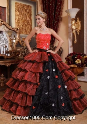 Affordable Ball Gown Appliques Floor-length Multi-color Quinceanera Gowns