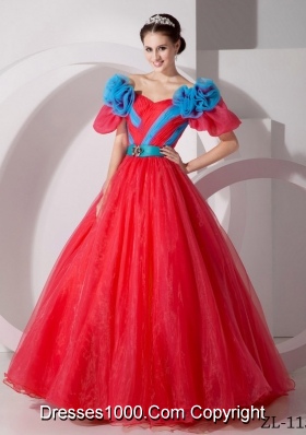 Beautiful Princess V-neck 2014 Quinceanera Dresses with Short Sleeves