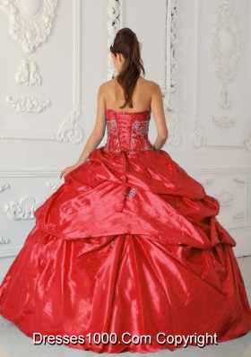 Brand New Puffy Red Sweetheart 2014 Spring Appliques Quinceanera Dresses