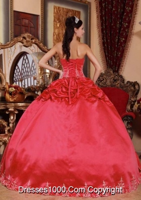 Brand New Red Puffy Strapless 2014 Embroidery Quinceanera Dresses