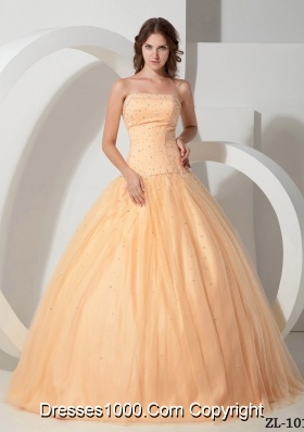 Elegant Princess Strapless Quinceanera Gown Dresses with Beading