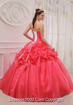 Gorgeous Red Strapless Ruching and Beading Quinceanera Dresses 2014