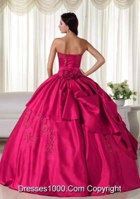 Lovely Red Puffy Sweetheart Embroidery Quinceanera Dresses for 2014