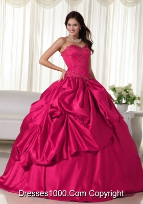 Lovely Red Puffy Sweetheart Embroidery Quinceanera Dresses for 2014