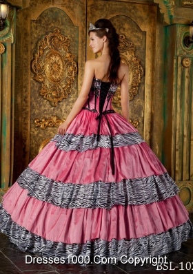 Luxurious Sweetheart Zebra Ruffled Layers for 2014 Quinceanera Dresses