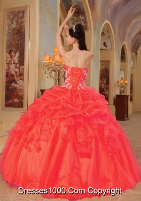 Modest Rust Red Puffy Sweetheart Appliques Quinceanera Dresses 2014