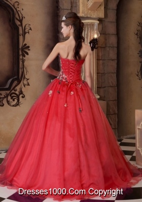 New Style Red A-line Sweetheart Appliques 2014 Quinceanera Dresses