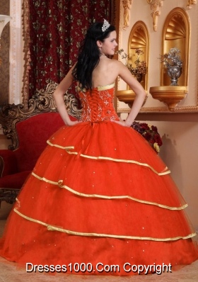 New Style Red Puffy Sweetheart Beading Quinceanera Dress for 2014