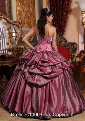 Pink Puffy Strapless Sweet 15 Dresses with Hand Made Flower and Pick-ups