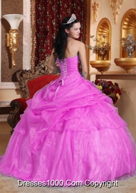 Pink Strapless Sweet 16 Dresses with Beading and Pick-ups