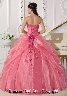 Pretty Strapless Organza Quinceanera Gowns with Embroidery and Beading