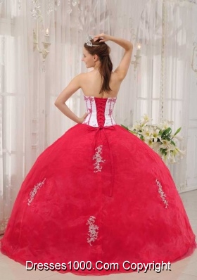 Puffy Red Sweetheart 2014 Appliques Quinceanera Dresses