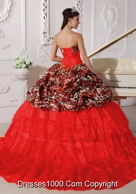 Puffy Sweetheart 2014 Appliques Quinceanera Dresses with Brush Train