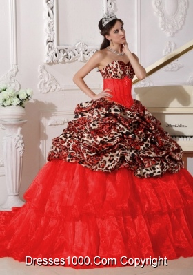 Puffy Sweetheart 2014 Appliques Quinceanera Dresses with Brush Train