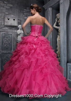 Beautiful Sweetheart Pink Quinceanera Dress with Beading and Organza Appliques