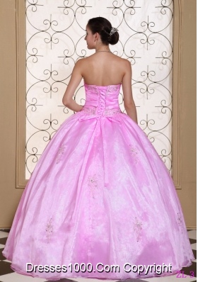 Sweet 2014 Pink Quincenera Dresses Sweetheart Beaded Decorate Bust