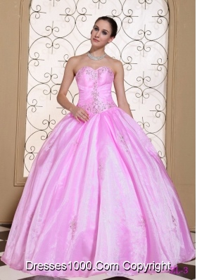 Sweet 2014 Pink Quincenera Dresses Sweetheart Beaded Decorate Bust