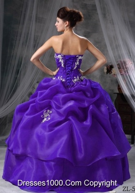 Ball Gown Sweetheart Appliques and Pick-ups Quinceanera Dress