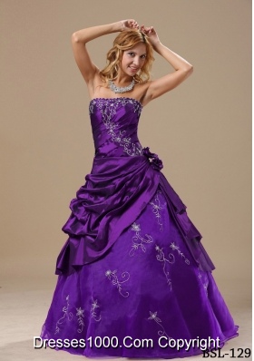 Custom Made Strapless Embroidery and Hand Made Flowers Sweet Sixteen Dresses