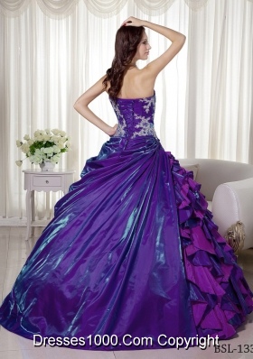 Ball Gown Strapless Sweet Sixteen Quinceanera Dresses with Appliques and Ruffles